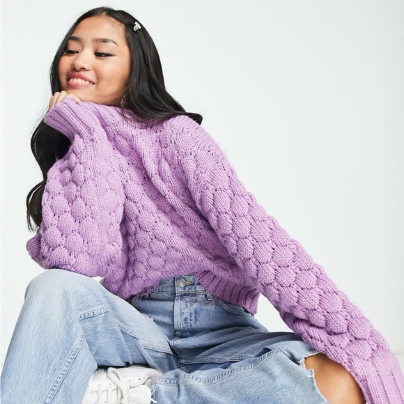 Monki Sweaters - Monki textured knit sweater in purple